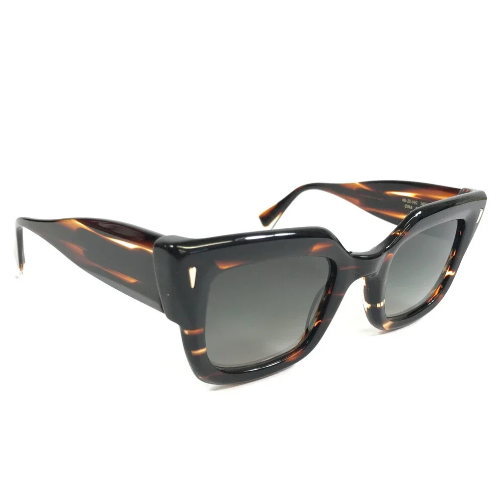 Gigi Studios Sunglasses CIRA 6633/2 Striped Brown Frame w/ Gradient Green Lenses